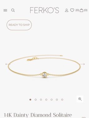 FERKO'S 14K Yellow Gold Dainty Diamond Solitaire Bracelet with original box
